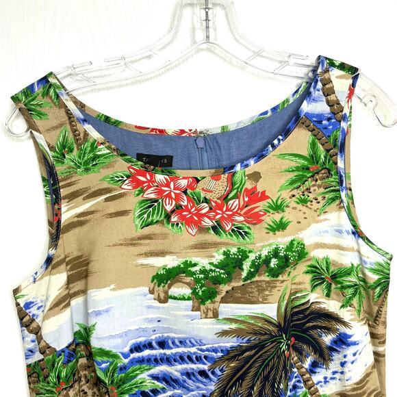 Talbots Wms 6 Sleeveless Hawaiian Tropical Print Shift Dress Resortwear Vacation - Picture 4 of 11
